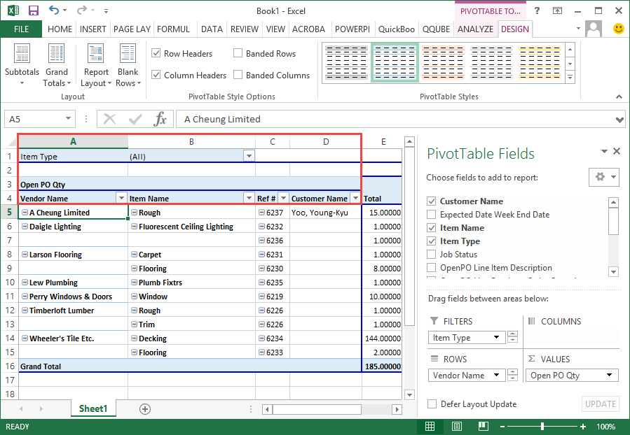 Choose Tabular Form For The Report Layout