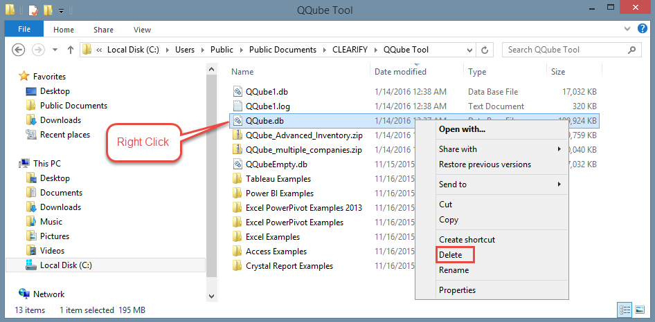 QQube Delete old database