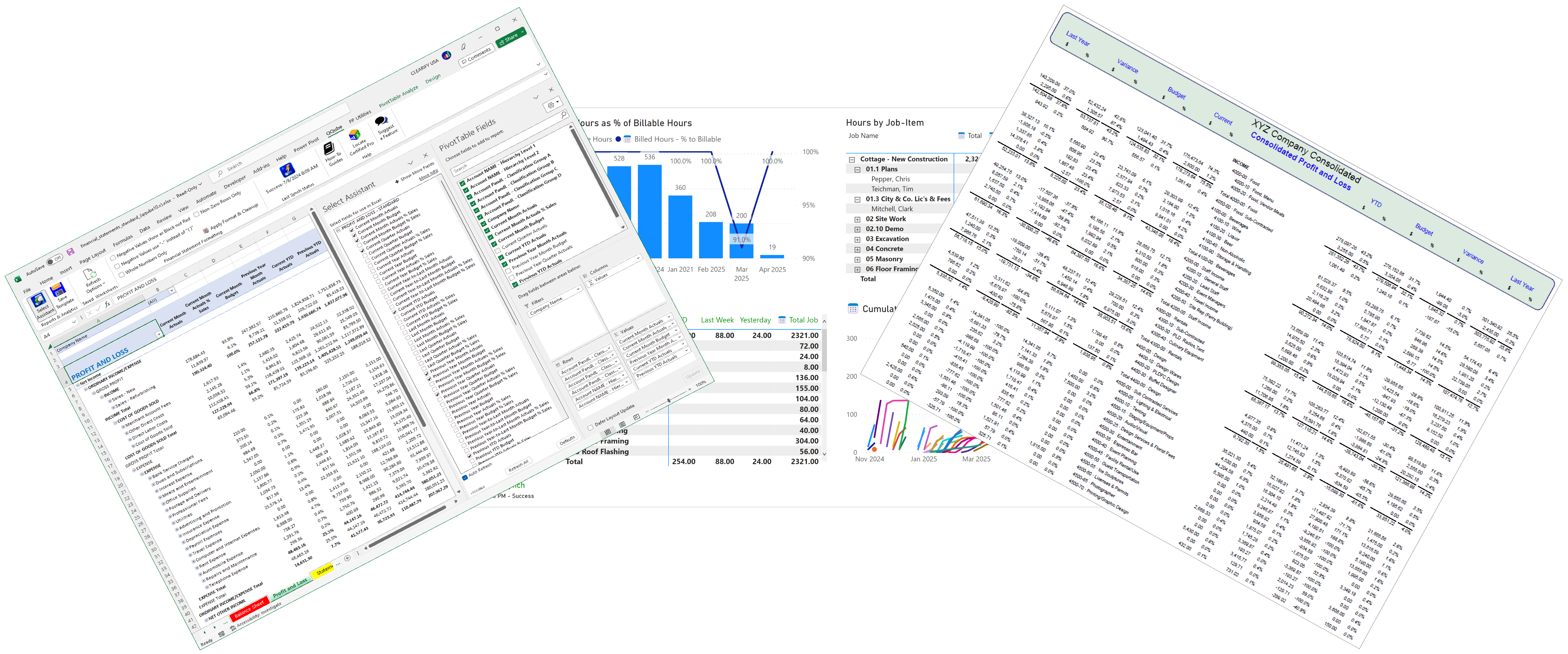 Collage of QQube for QuickBooks Report Examples