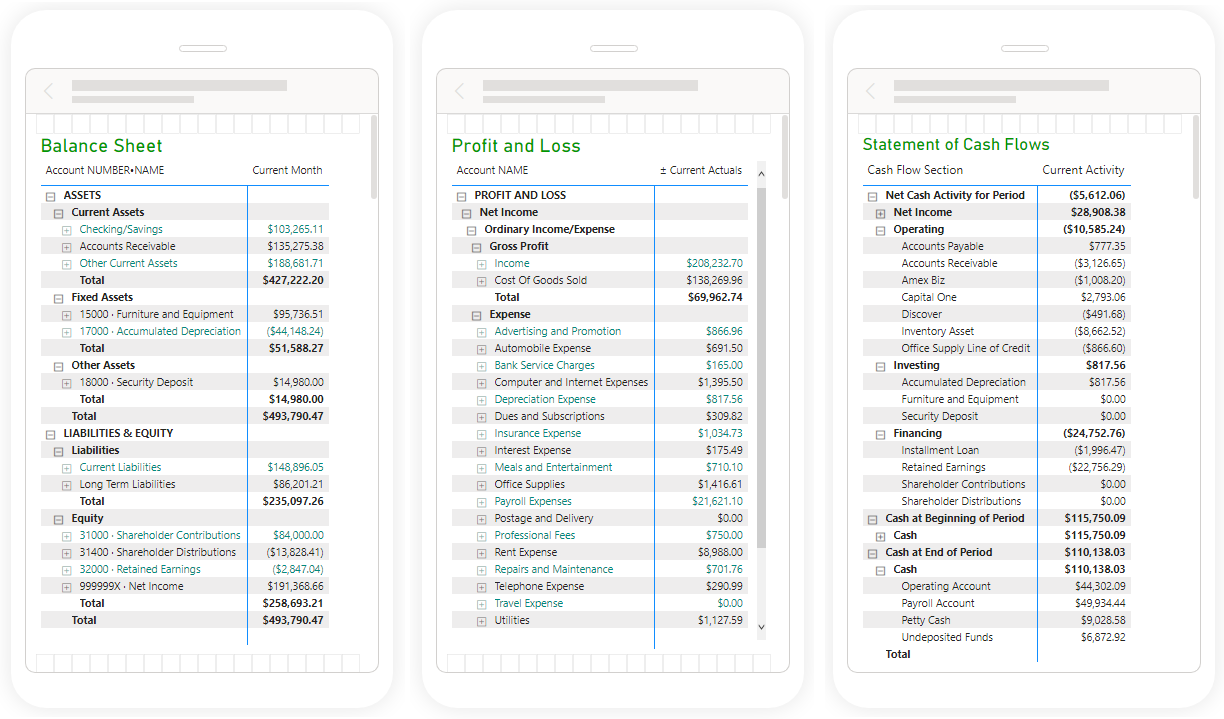 QuickBooks Financial Statements on Mobile using Power BI